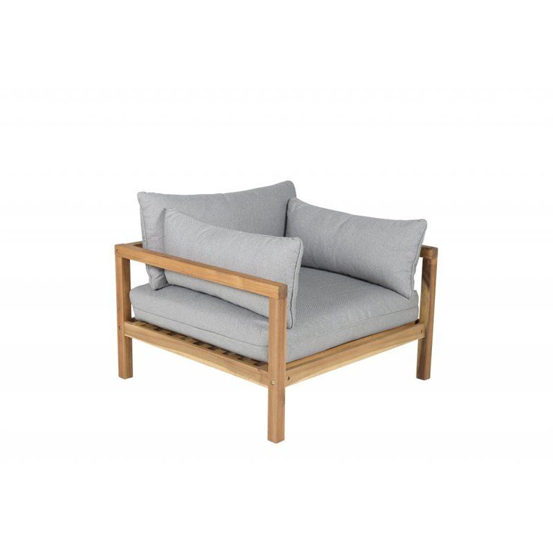 Marion Single Sofa - Grå Stof / Acacia