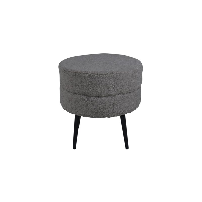 Pot Pouf - Black / Greige Teddy