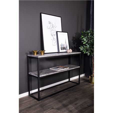 Rise Side Table Double - Black / concrete -look