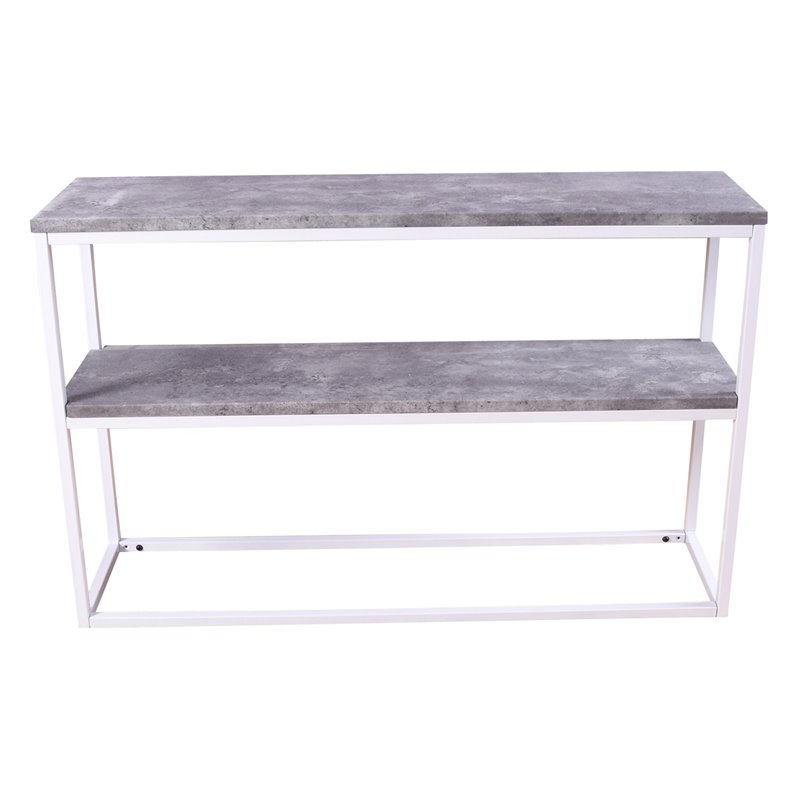 Rise Side Table Double - White / concrete -look