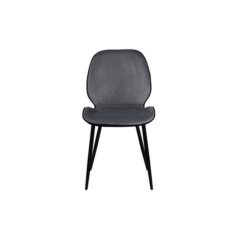 Emma Chair - Black / Black and Light Grey Black Velvet in Back Grey Velvet in front