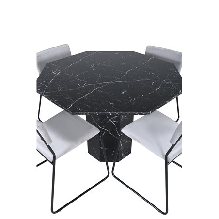 Kenth Chair - Black / Light Grey Velvet