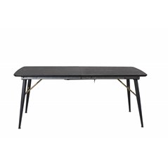 Gold Extention table - 180/220*85*H76 Black Veneer - Black legs - Brass details