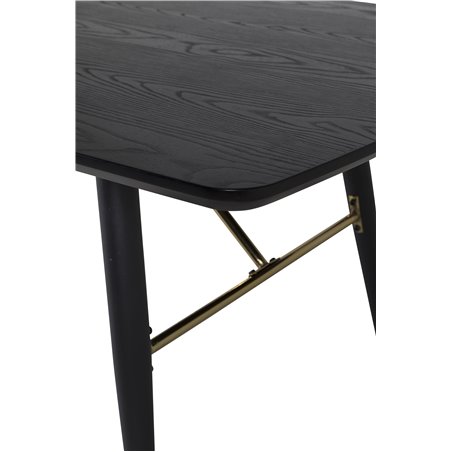 Gold Extention table - 180/220*85*H76 Black Veneer - Black legs - Brass details