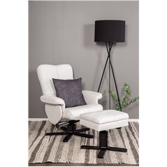 Sven Recliner with Ottoman, Grey Fabric, black Wooden Foot