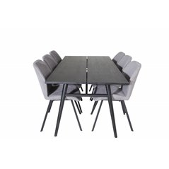 Gemma Dining Chair - Black Legs - Grey Fabric