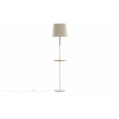 Hattman -Floor Lamp - White / Wood / Marble /Linen