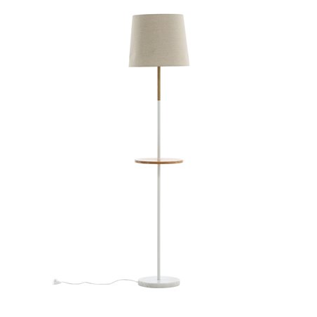 Hattman -Floor Lamp - White / Wood / Marble /Linen