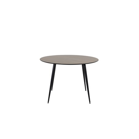 Silar Dining Table - Round 100 cm - "Wood Look" Melamine / Black Legs