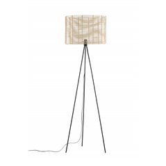 Fence -Floor Lamp - Black/Natural Rattan