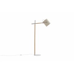 Dennis -Floor Lamp - Beige / Wood/Beige Linen