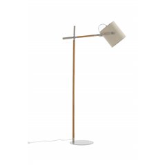 Dennis -Floor Lamp - Beige / Wood/Beige Linen