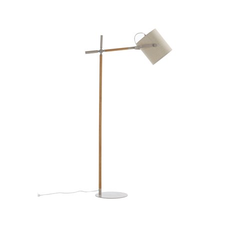 Dennis - Gulvlampe - Beige / Træ / Beige Linned