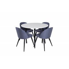 Velvet Dining Chiar - Black legs- Blue Fabric