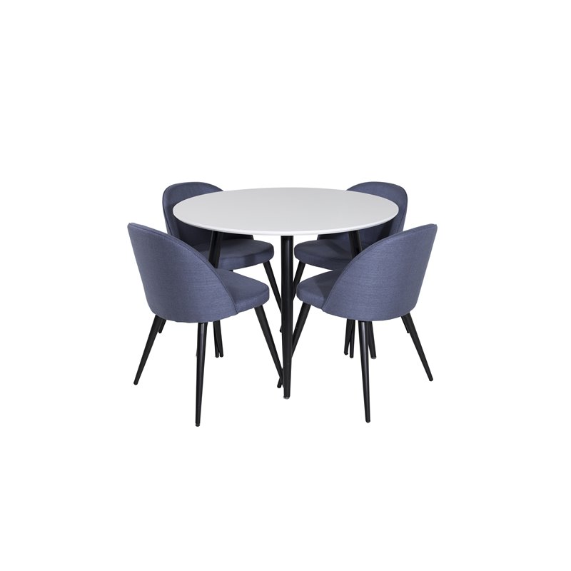 Velvet Dining Chiar - Mustat jalat - Blue kangas