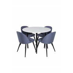 Velvet Dining Chiar - Mustat jalat - Blue kangas