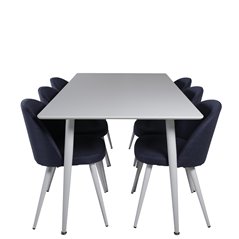 Velvet Dining Chiar - Hvide ben - Blue stof