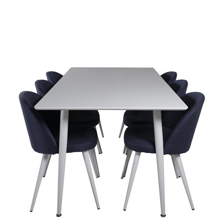 Velvet Dining Chiar - Valkoiset jalat - Blue kangas