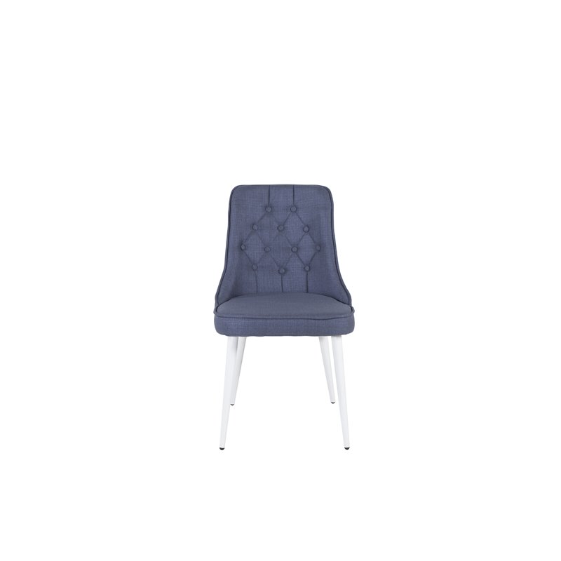 Velvet Deluxe spisestuestol - hvide ben - Blue stof