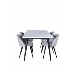 Velvet Dining Chiar - Black legs - Light GreyFabric