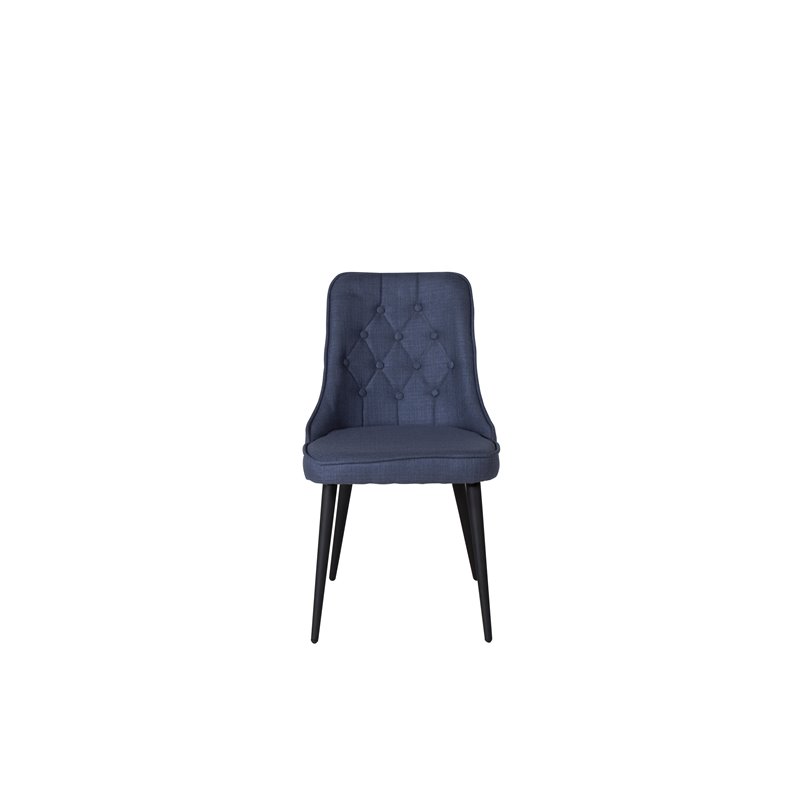 Velvet Deluxe Dining Chair - Black Legs - Blue Fabric