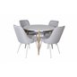 Velvet Deluxe Dining Chair - White Legs - Light Grey Fabric