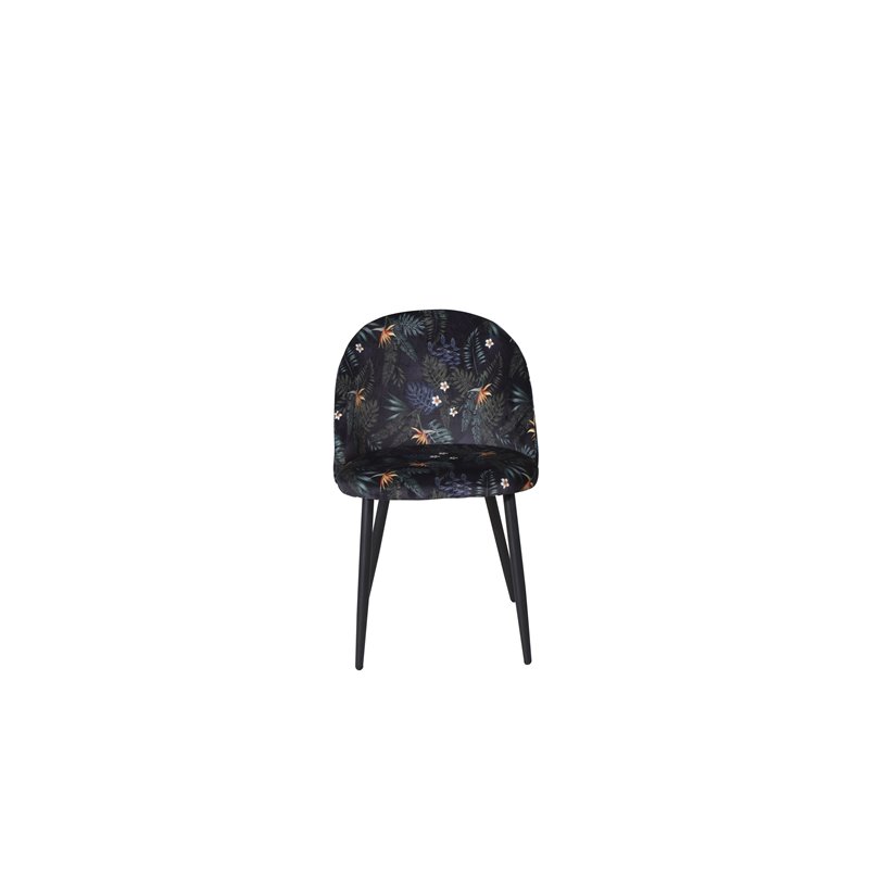 Velvet Dining Chair - Black Flower fabric