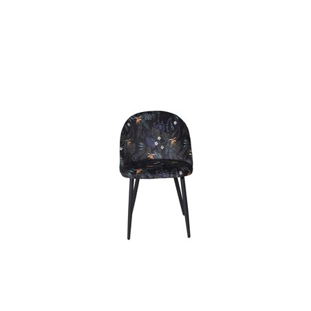 Velvet Dining Chair - Black Flower fabric