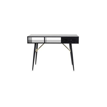 Gold Desk - Black Veneer - Black Legs - Brass details