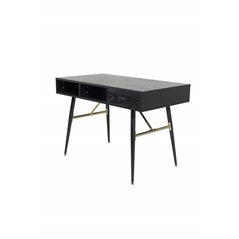 Gold Desk - Black Veneer - Black Legs - Brass details