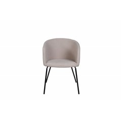 Berit Chair - Black / Beige Fabric (Polyester linen )