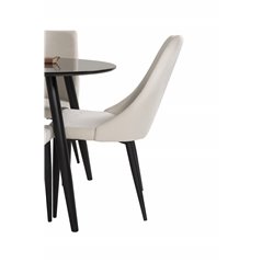 Leone Dining Chair - Black Legs / Beige Corduroy