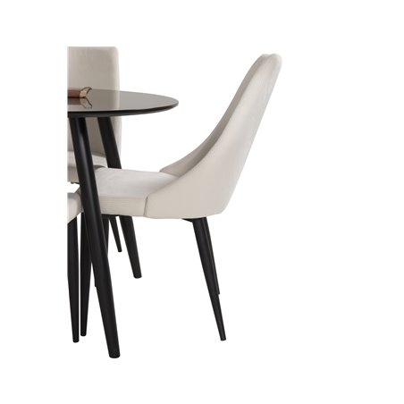 Leone Dining Chair - Black Legs / Beige Corduroy