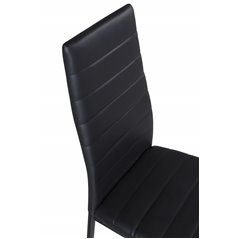 Slim High Back Dining Chair - Black Legs - Black PU