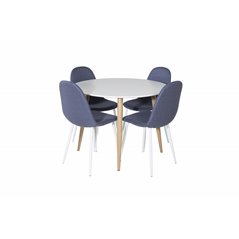 Polar Dining Chair - White Legs - Blue Fabric