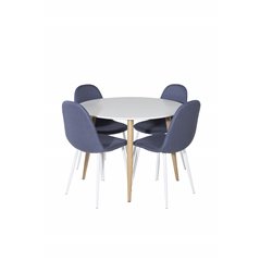 Polar Dining Chair - White Legs - Blue Fabric