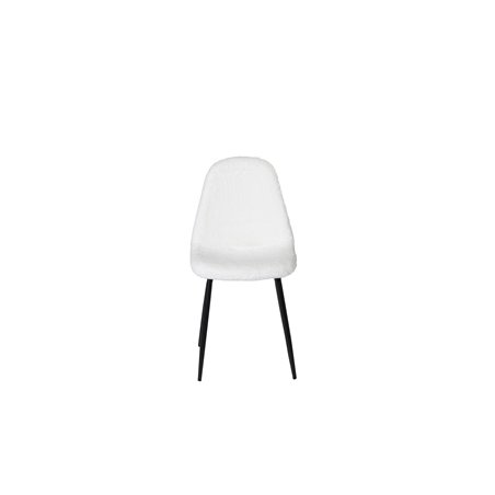 Polar Fluff Dining Chair - Black Legs - White Teddy