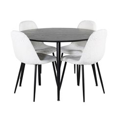 Polar Fluff Dining Chair - Black Legs - White Teddy