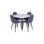 Polar Dining Chair - Black Legs - Blue Fabric