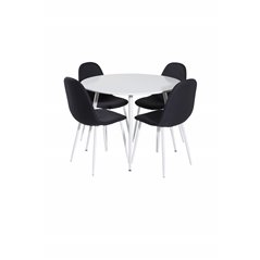 Polar Dining Chair - White Legs - Black Fabric