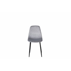 Polar Diamond Dining Chair - Black Legs - Grey Velvet