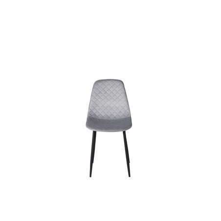 Polar Diamond Dining Chair - Black Legs - Grey Velvet