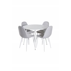 Polar Dining Chair - White Legs - Light Grey Fabric