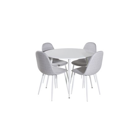 Polar Dining Chair - White Legs - Light Grey Fabric