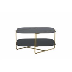 un-line Sofa Table - Brushed Brass / Smoked Glass / black Glass Marble Glass / Glass Marble