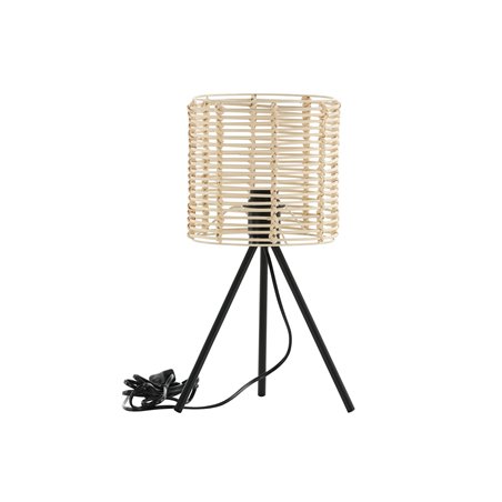 Fence -Table Lamp - Black/Natural Rattan