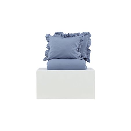 Levi Bed Set Cotton w ruffle - Blue - 240*220