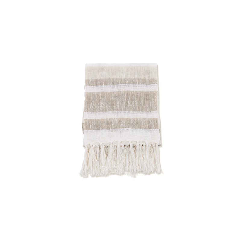 San dy Throw Slub / polyester - Offwhite / beige / brun / - 130 * 170