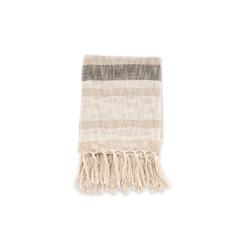 San dy Throw Slub / polyester - Offwhite / mørkegrøn / beige / - 130 * 170