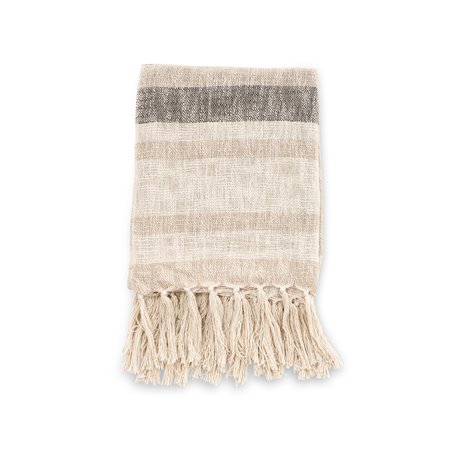 San dy Throw Slub / polyester - Offwhite / mørkegrøn / beige / - 130 * 170